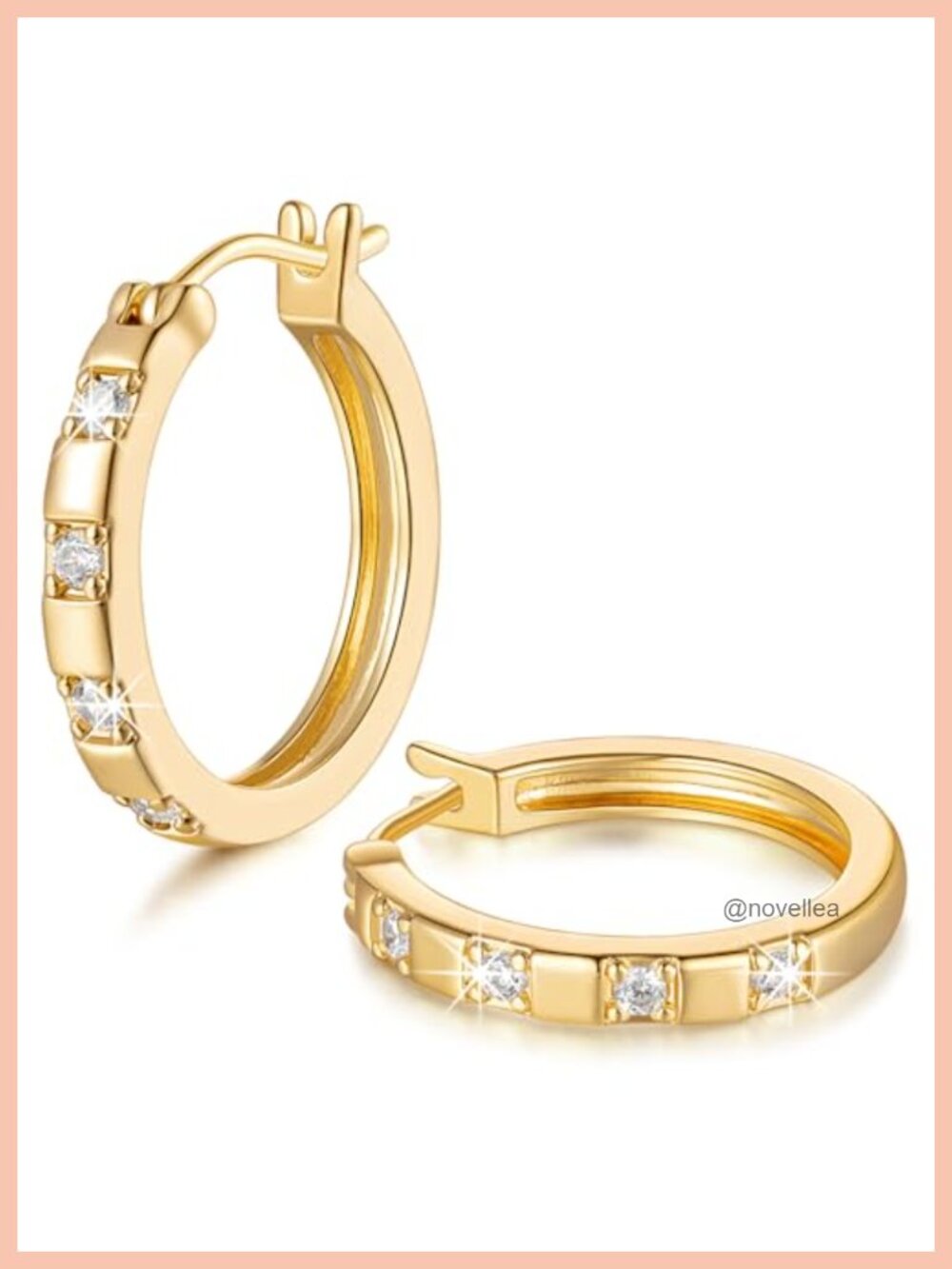 14k Gold Plated Hoop Earrings for Women CZ Sparkle 20mm